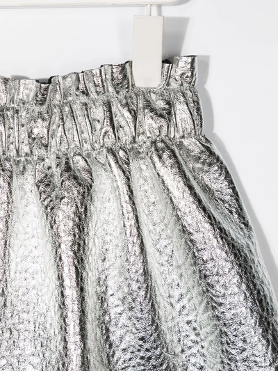 Shop Andorine Wrinkled Metallic Effect Skirt In Silver