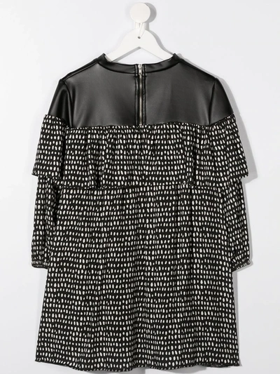 Shop Andorine Dot-print Ruffled Dress In Black