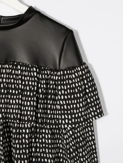 Shop Andorine Dot-print Ruffled Dress In Black