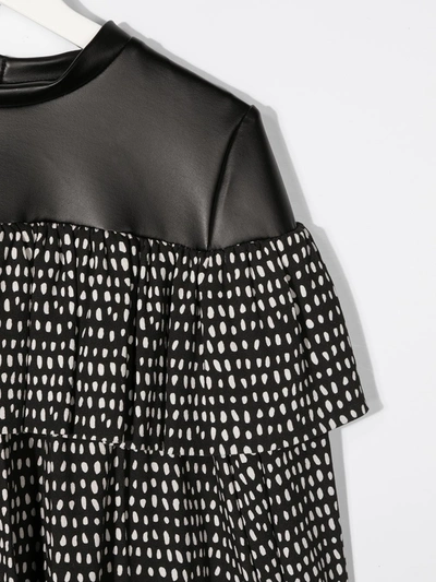 Andorine Dot-print Ruffled Dress In Black