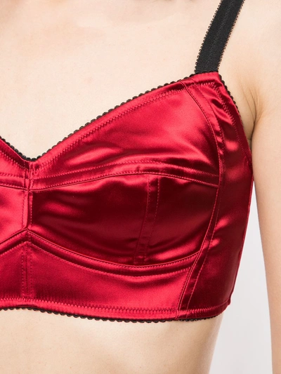 Dolce & Gabbana Longline Underwired Satin Bra In Red
