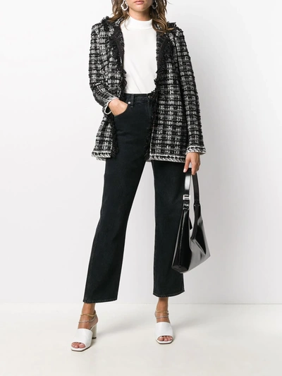 Shop D-exterior Tweed Double-breasted Blazer In Black