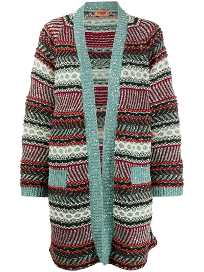 Shop Missoni V-neck Lurex Cardigan In Red