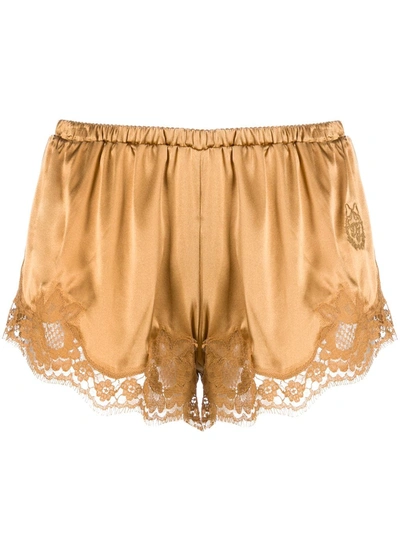 Shop Dolce & Gabbana Lace Trim Shorts In Neutrals