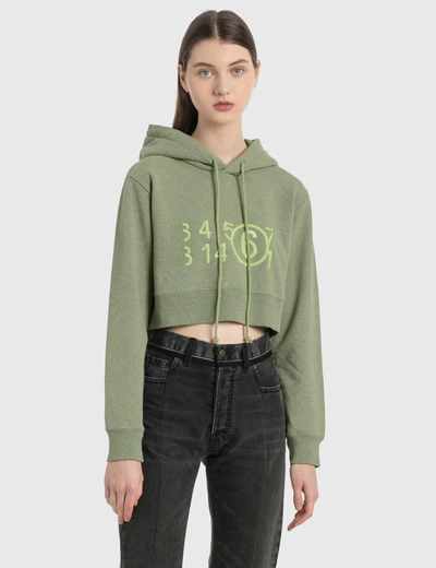 Shop Mm6 Maison Margiela Overdyed Cropped Hoodie In Grey