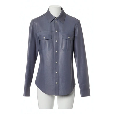 Pre-owned Gucci Leather Shirt In Blue