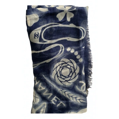 Pre-owned Chanel Navy Cashmere Scarf