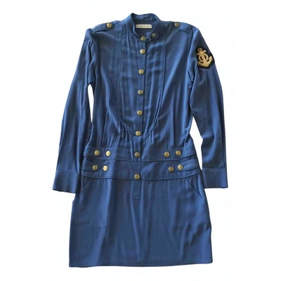 Pre-owned Pierre Balmain Silk Mini Dress In Blue