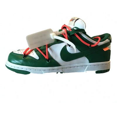 Pre-owned Nike X Off-white Dunk Low Leather Trainers In Green