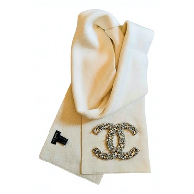 Pre-owned Chanel White Cashmere Scarf