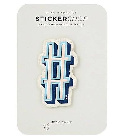 Shop Anya Hindmarch Hashtag Leather Sticker In Chalk