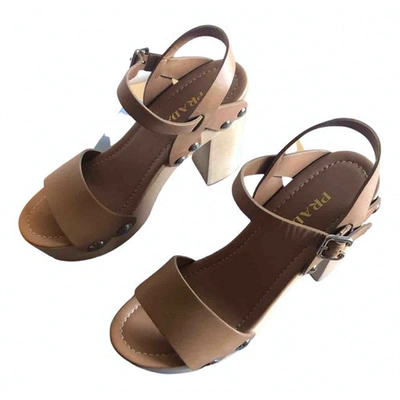 Pre-owned Prada Camel Leather Mules & Clogs