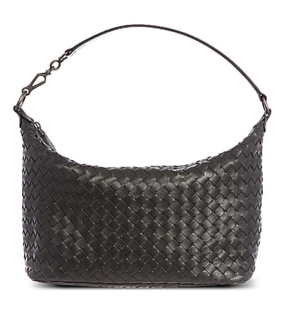 Shop Bottega Veneta Intrecciato Leather Shoulder Bag In Nero