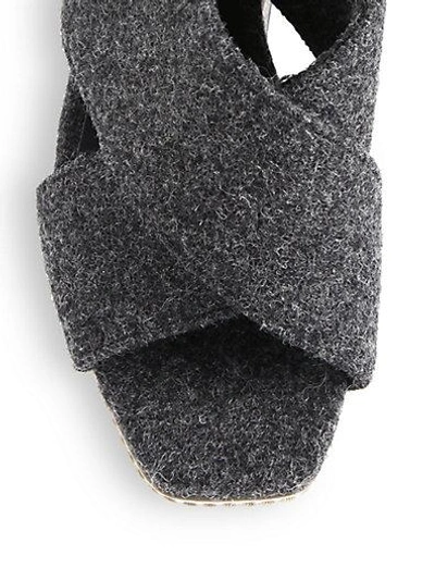Shop Marni Felt Crisscross Wedge Sandals In Coal