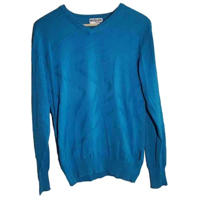 Pre-owned Mugler Blue Cotton Knitwear & Sweatshirt