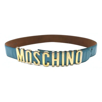 Pre-owned Moschino Blue Leather Belt