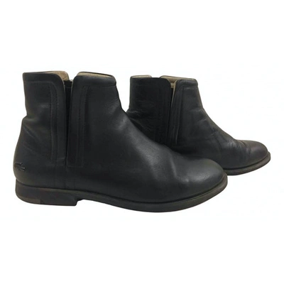 Pre-owned Lacoste Leather Ankle Boots In Black