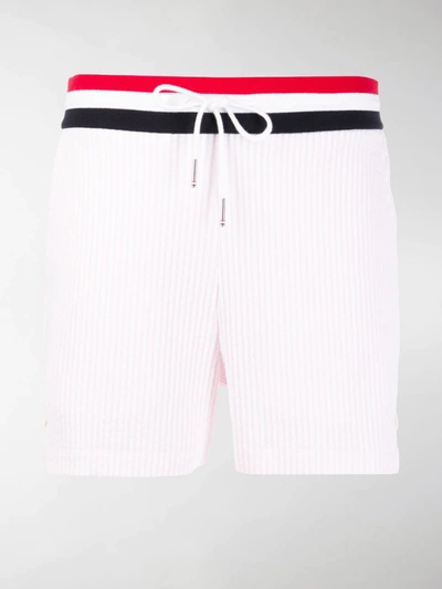 Shop Thom Browne Tricolour-waistband Seersucker Shorts In Pink