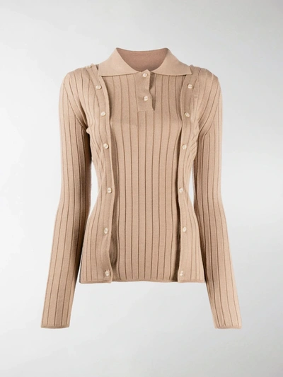 Shop Jacquemus Layered Ribbed-knit Jumper In Neutrals