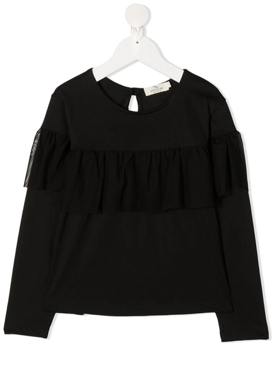 Shop Andorine Frilled Tulle Sweatshirt In Black