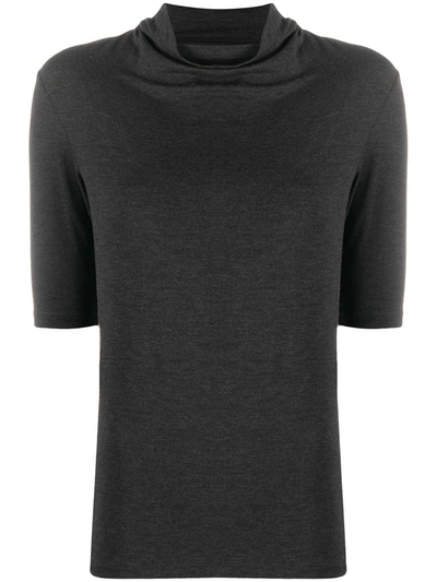 Shop Majestic High-neck Fitted T-shirt In Grey