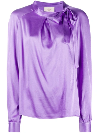 Shop Altea Pussy-bow Satin Blouse In Purple