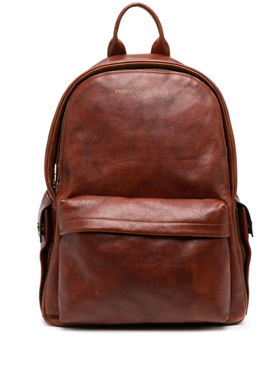 Shop Brunello Cucinelli Leather Backpack In Brown