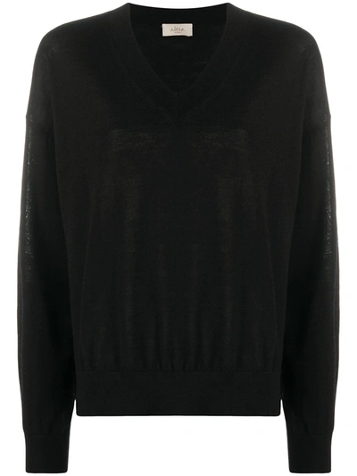 Shop Altea Rib-trimmed Virgin Wool Jumper In Black