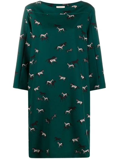 Shop Altea Horse-print Midi Dress In Green