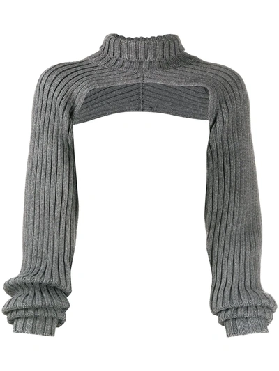 Shop Peter Do Cropped Ribbed-knit Jumper In Grey