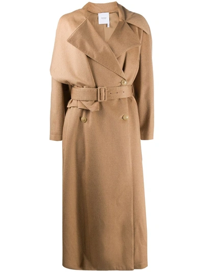 Shop Agnona Camel Hair Trench Coat In Neutrals