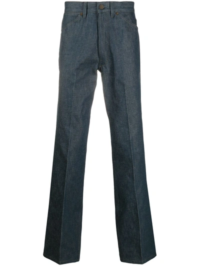 Shop Lemaire Cotton Bootcut Jeans In Blue