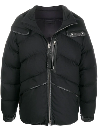 Shop Tom Ford Trimmed Hooded Puffer Jacket In Black