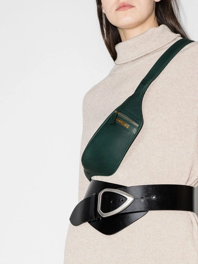 Shop Jacquemus Green La Banane Leather Cross Body Bag