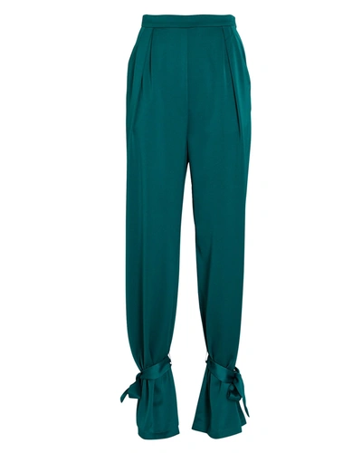 Shop Aiifos Emery Satin Tie-cuff Pants In Blue-drk