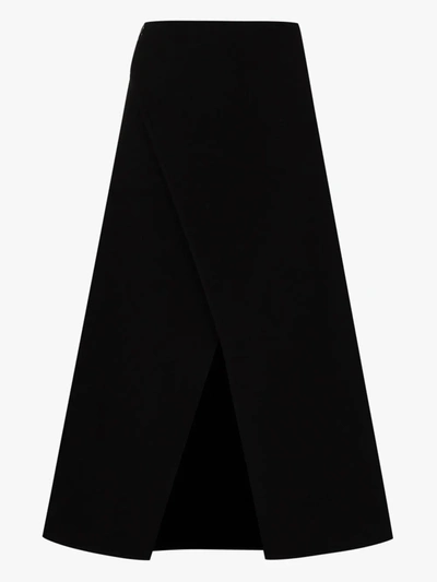Shop Givenchy Wool Wrap Midi Skirt In Black
