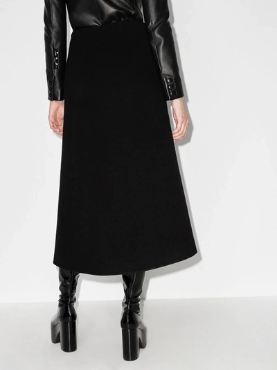 Shop Givenchy Wool Wrap Midi Skirt In Black