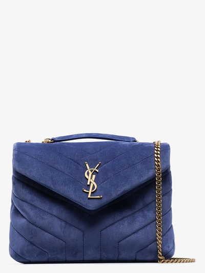 Shop Saint Laurent Blue Loulou Small Quilted Suede Shoulder Bag