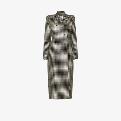 Shop Marine Serre Double-breasted Houndstooth Tailored Coat In Black