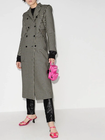 Shop Marine Serre Double-breasted Houndstooth Tailored Coat In Black