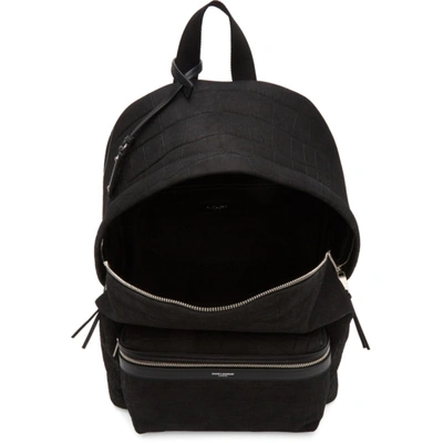 Shop Saint Laurent Black Croc City Backpack In 1000 Black