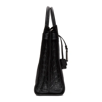 Shop Saint Laurent Black Croc Large Sac De Jour Tote In 1000 Black