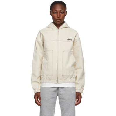 Stussy Lightweight Jacket With Contrast Stitching In Natural | ModeSens