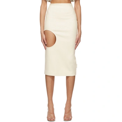 Shop Off-white Wool Open Circle Skirt In Beige