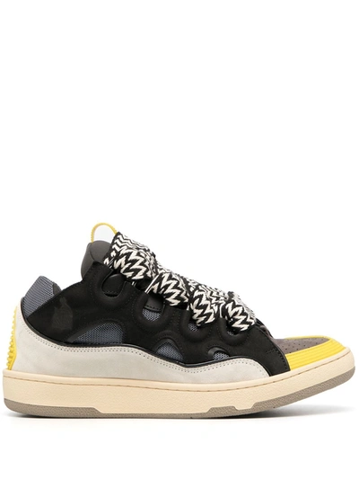 Shop Lanvin Oversize Lace Detail Sneakers In Black