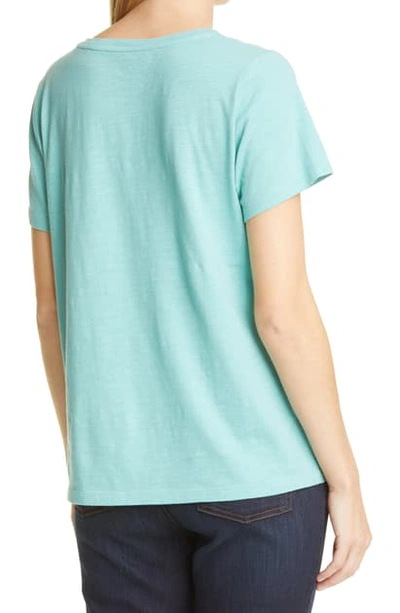 Shop Eileen Fisher U-neck T-shirt In Sea Green