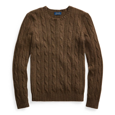 Shop Ralph Lauren Cable-knit Cashmere Sweater In New Loden Heather