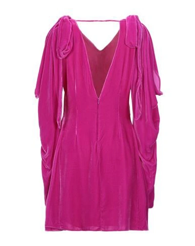 Les Rêveries Cold-shoulder Bow-embellished Draped Velvet Mini Dress In Pink