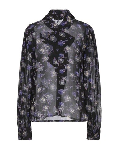 Shop Ganni Floral Shirts & Blouses In Black