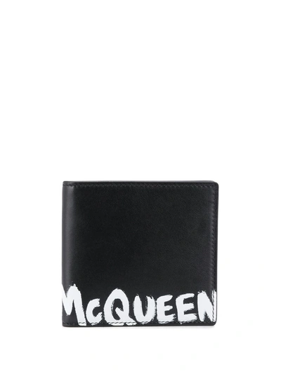 Shop Alexander Mcqueen Logo Leather Wallet In Black